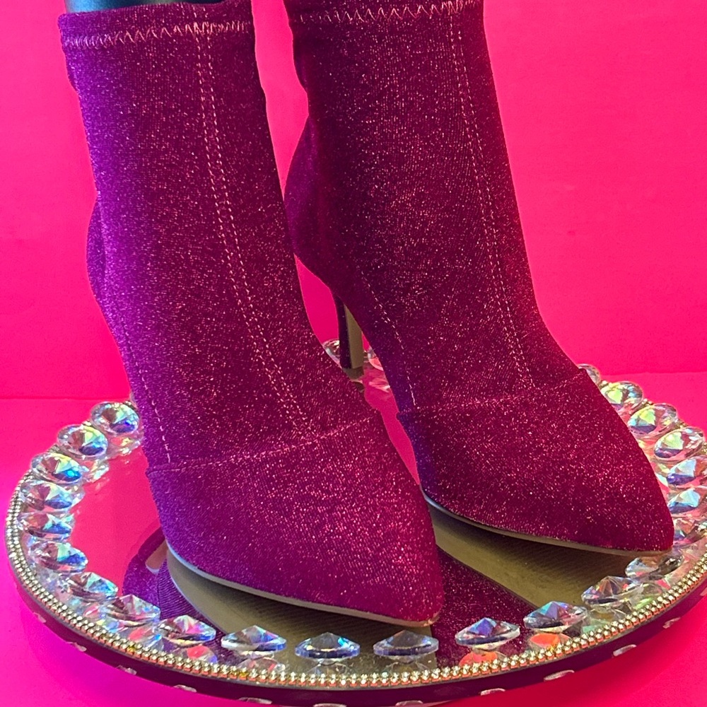 Charles David Glittery Pink Ankle Boots